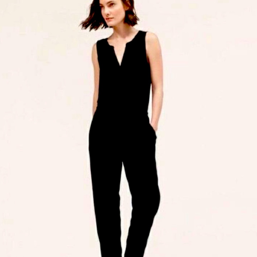 Loft Black Sleeveless Jumpsuit Size Small